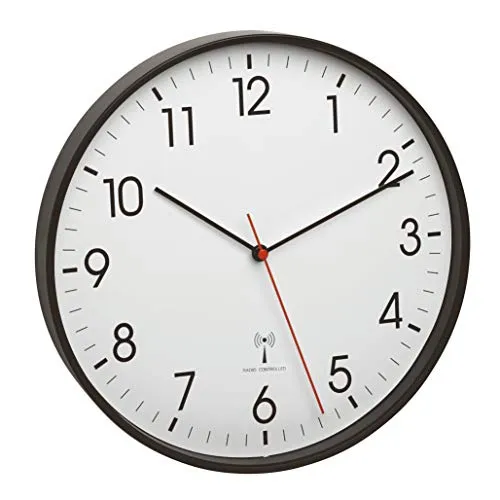 TFA Dostmann 60.3537.01 Funk-Wanduhr schwarz Metallrahmen