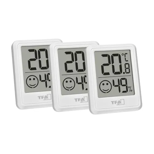 TFA Dostmann 30.5060 Mini Thermo-Hygrometer 3er Set weiß