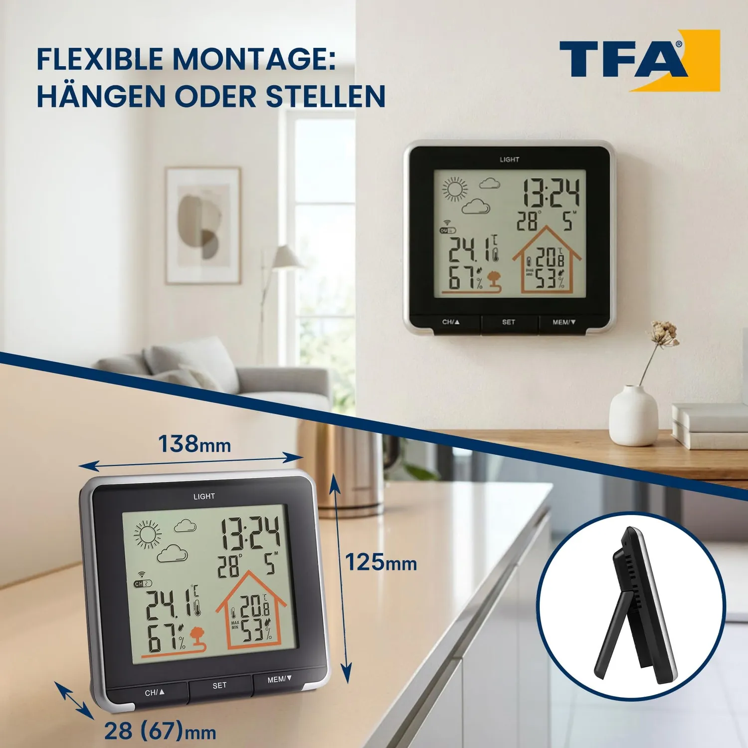 TFA Dostmann Life 35.1153.01 Funkwetterstation schwarz mit Sensor