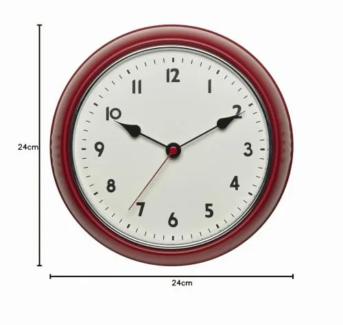 TFA Dostmann 60.3541.05 Funk-Wanduhr rot Metall 24 cm