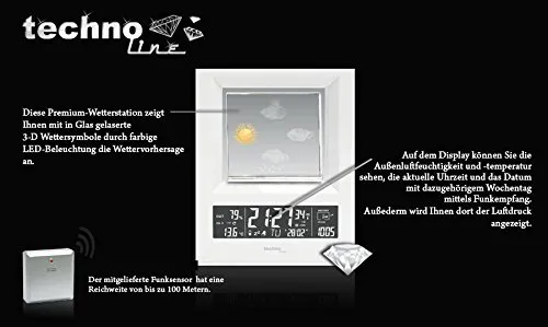 Technoline WS 6620 Wetterstation weiß Funk mit Vorhersage