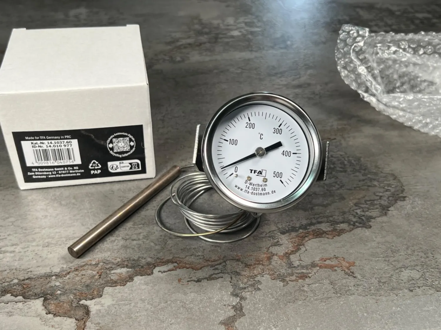 TFA Dostmann 14.1037 Backofenthermometer Edelstahl 500°C U-Clip