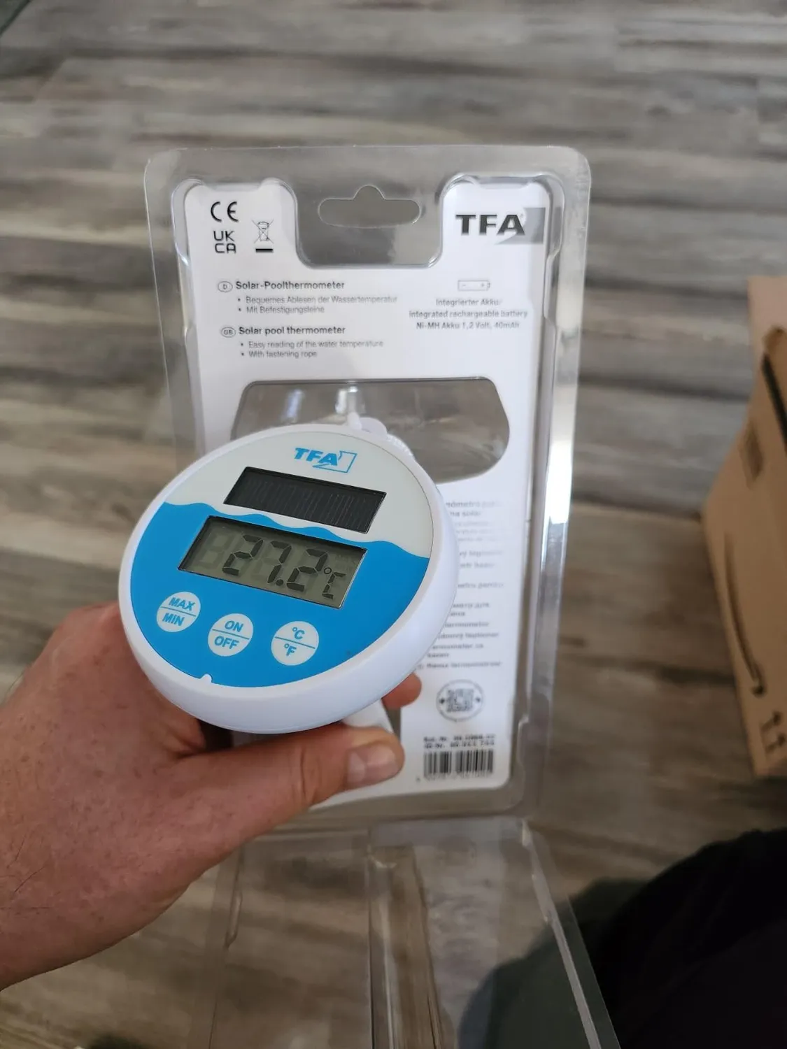 TFA Dostmann 30.1068.02 Poolthermometer Solar Weiß-Blau
