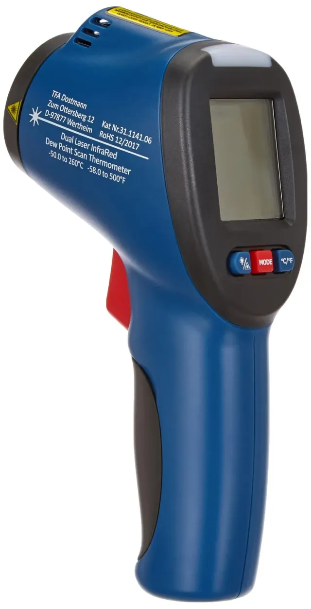 TFA Dostmann Schimmeldetektor Infrarot-Thermometer Doppellaser blau