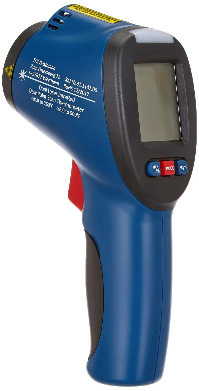 TFA Dostmann Schimmeldetektor Infrarot-Thermometer Doppellaser blau