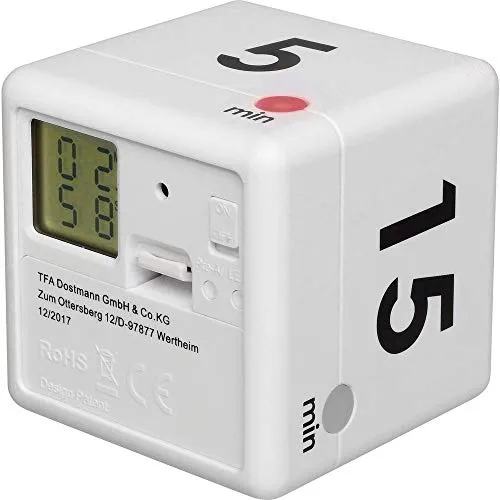 TFA Dostmann Cube Timer 38.2032.02 weiß digital