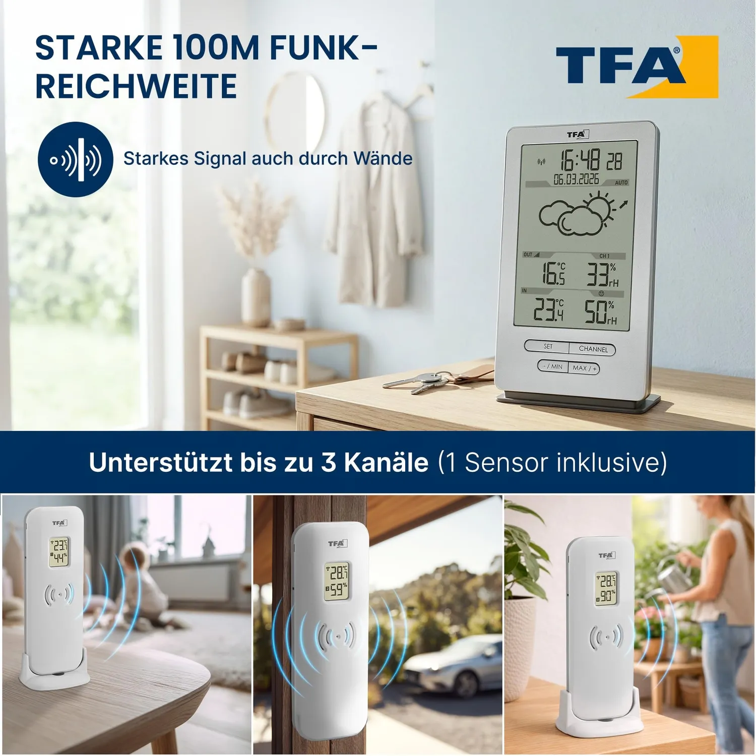 TFA Dostmann Xena Funk-Wetterstation silber Außensensor