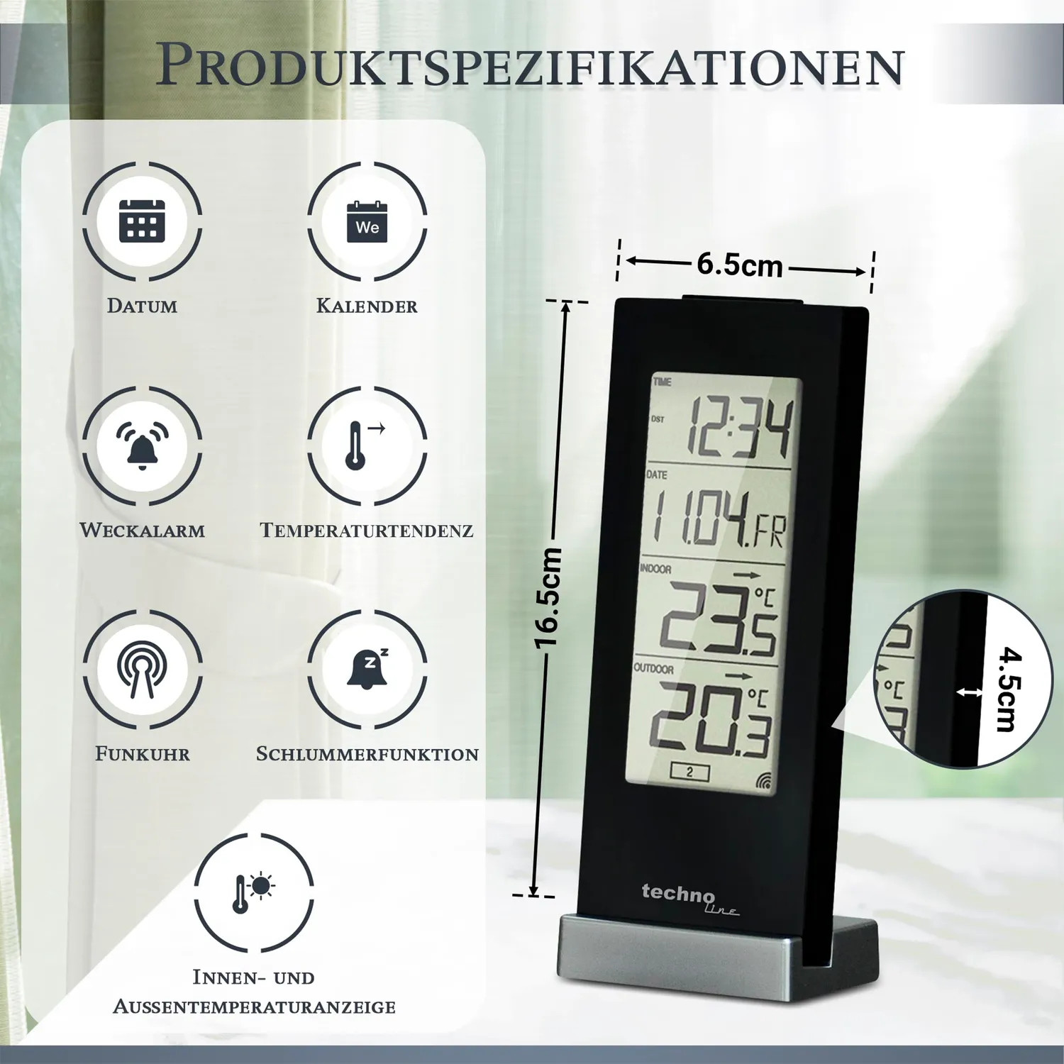 Technoline WS 9767 Funk-Temperaturstation schwarz