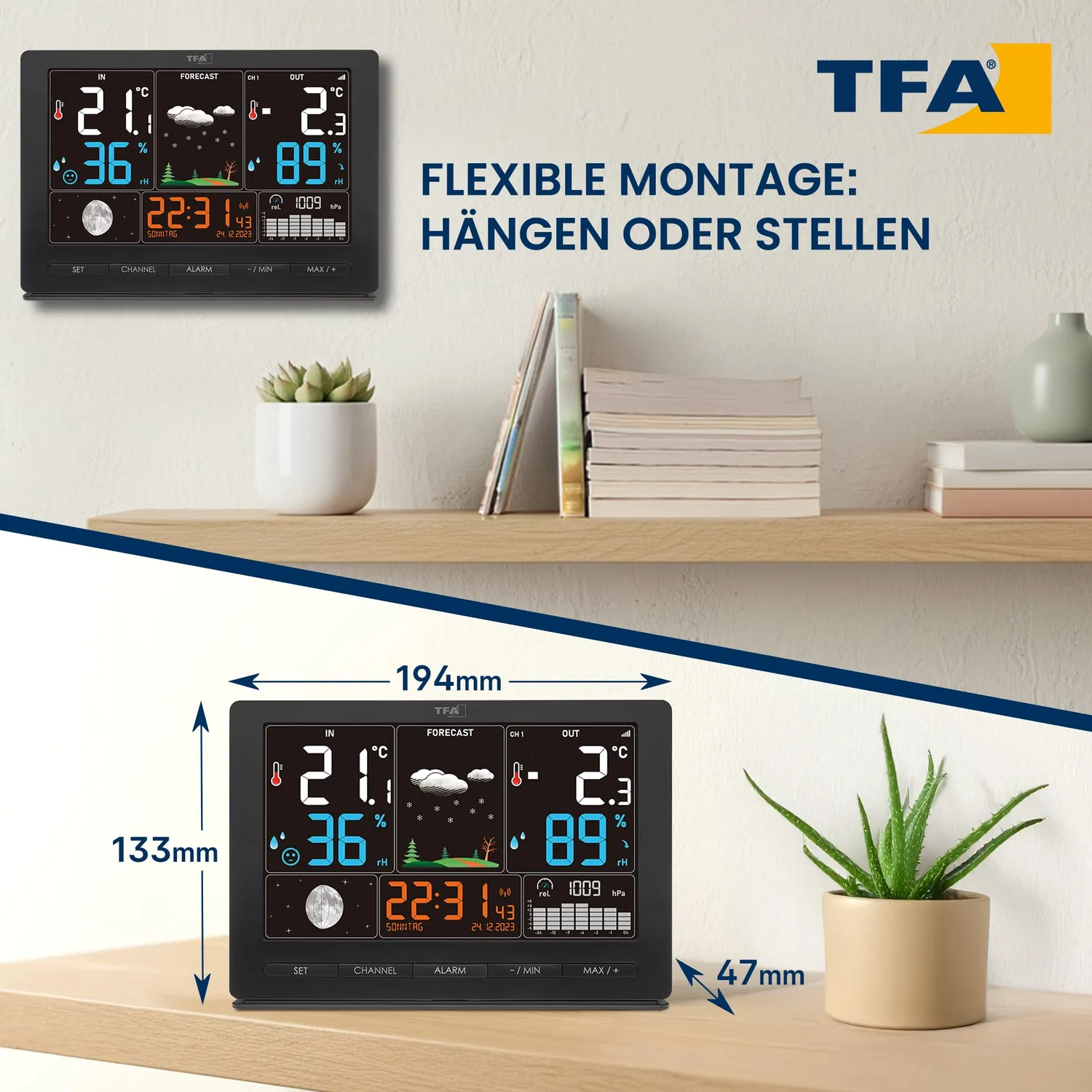 TFA Dostmann Season 2 35.1118 Funk-Wetterstation Modern schwarz