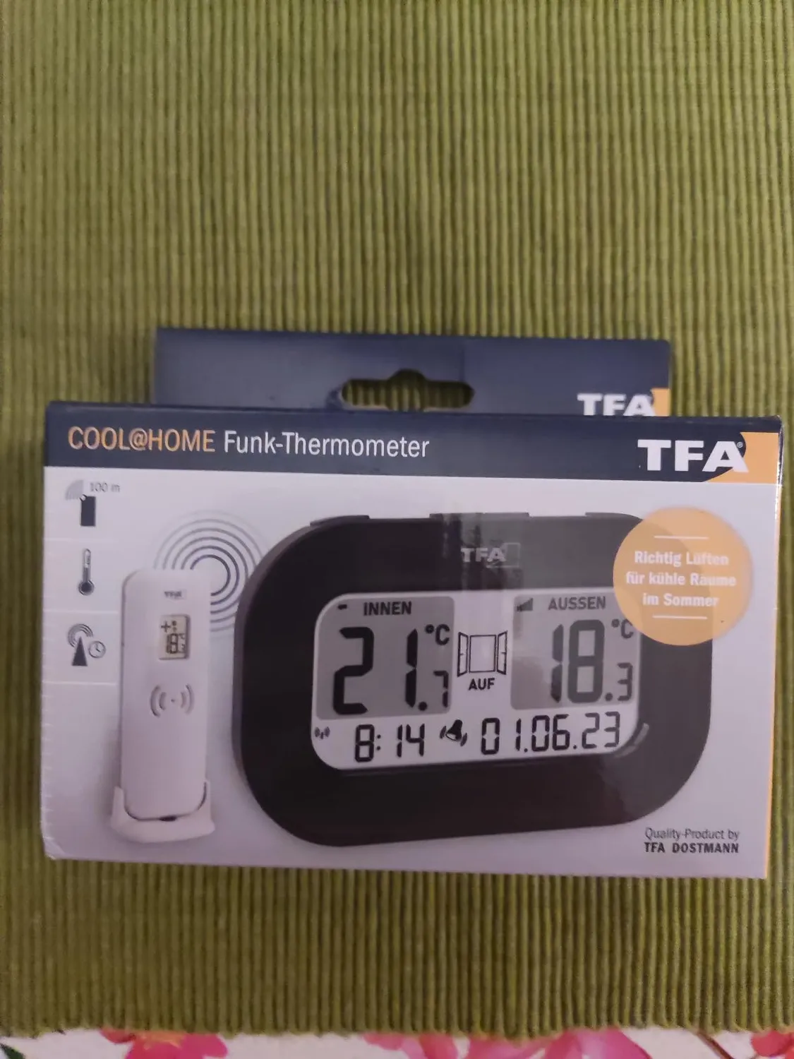 TFA Dostmann Cool@Home 30.3046.01 Funk-Thermometer schwarz Lüftungsalarm