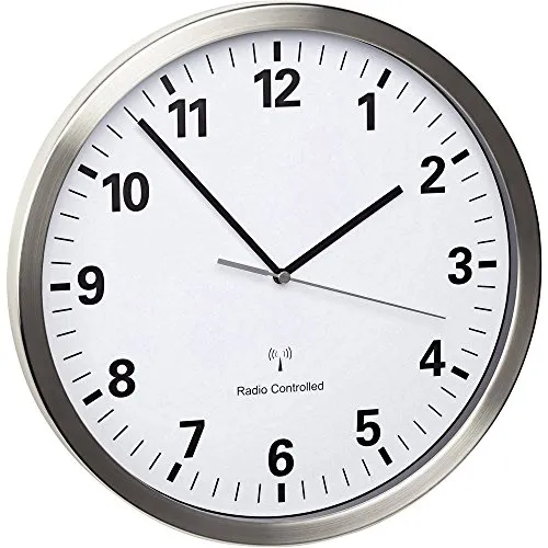 TFA Dostmann 60.3523 Funk-Wanduhr analog Edelstahl