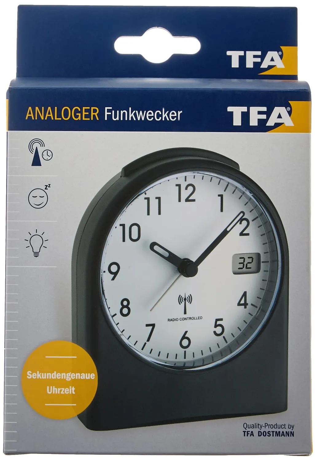 TFA Dostmann View 98.1040.01 Funkwecker Schwarz