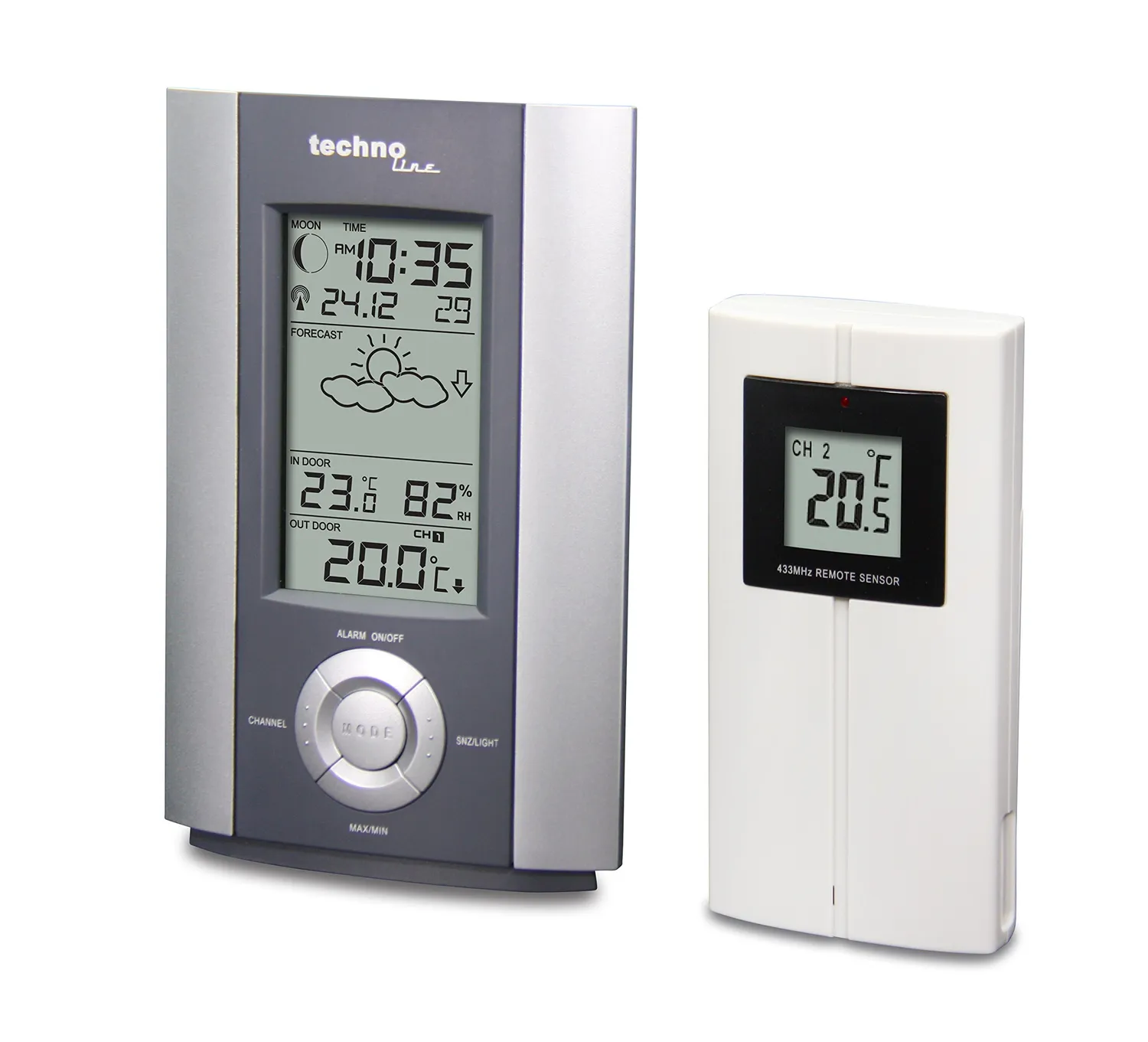 Technoline WS 6710 Wetterstation grau mit Mondphase Sensor