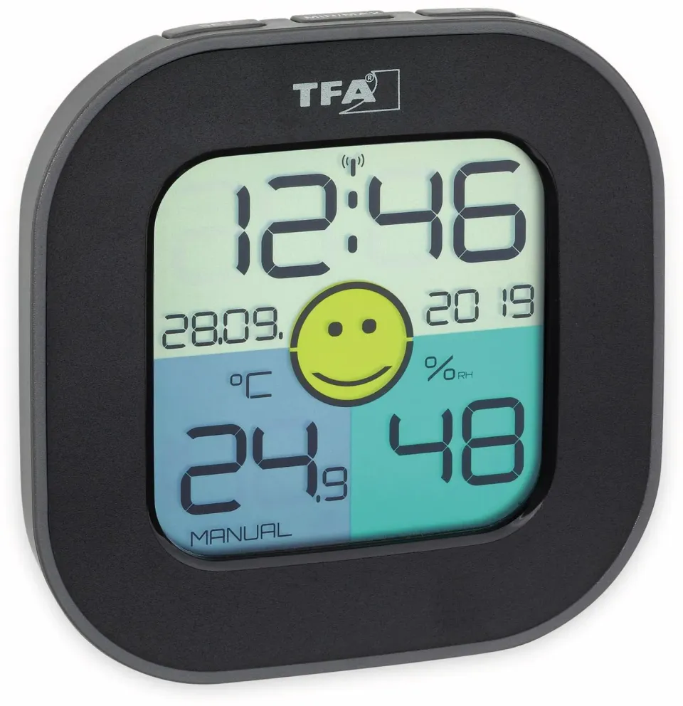 TFA Dostmann FUN 30.5050.01 Thermo-Hygrometer schwarz Smiley