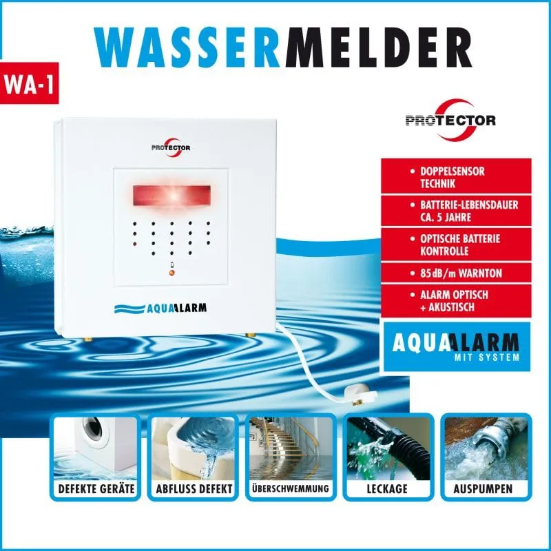 Protector WA-1.2 Wassermelder batteriebetrieben mit Kabelsensor