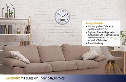 TFA Dostmann 60.3048.02 Wanduhr Thermo-Hygrometer weiß