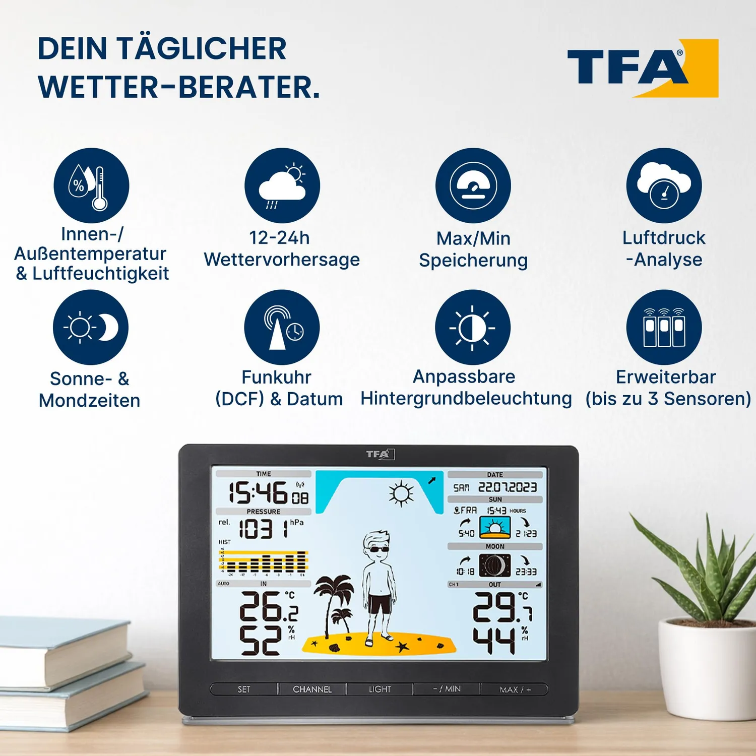 TFA Dostmann Meteo Jack Funk-Wetterstation mit Außensensor Funkuhr