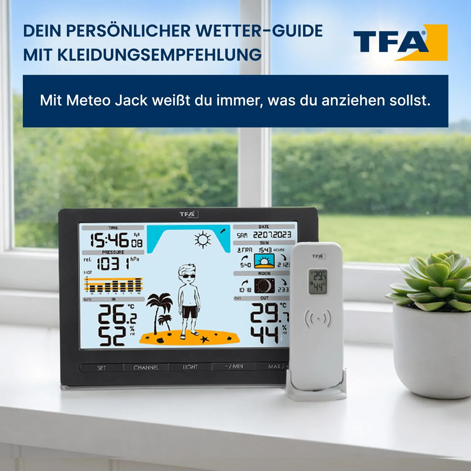 TFA Dostmann Meteo Jack Funk-Wetterstation mit Außensensor Funkuhr