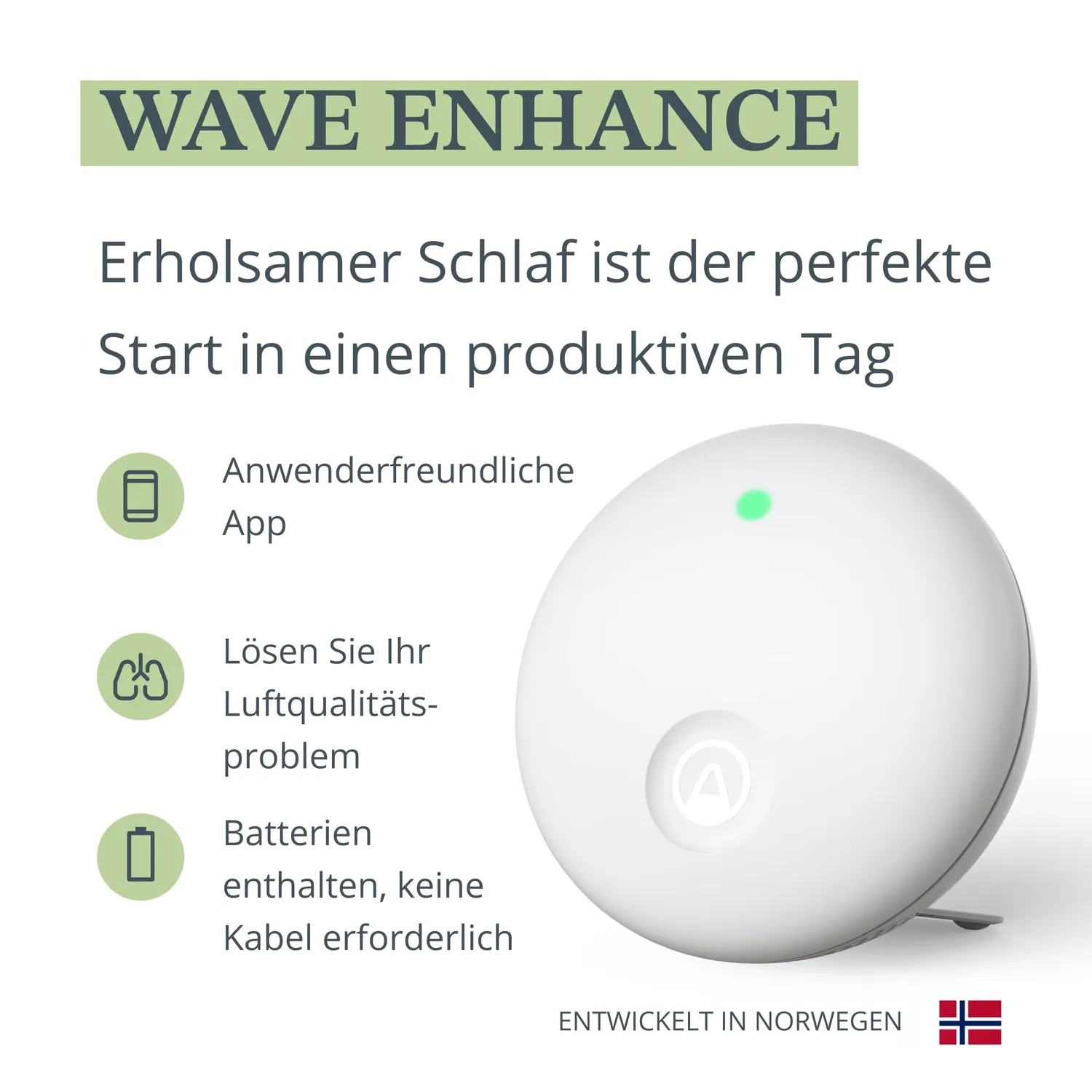 Airthings 321 Wave Enhance Raumluftmonitor CO2 VOC