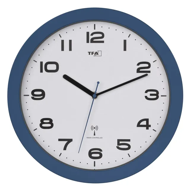 TFA Dostmann View 60.3554 Funk-Wanduhr 32cm blau Sweep