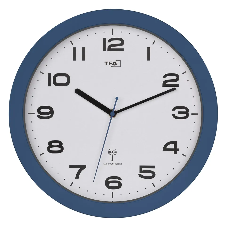 TFA Dostmann View 60.3554 Funk-Wanduhr 32cm blau Sweep