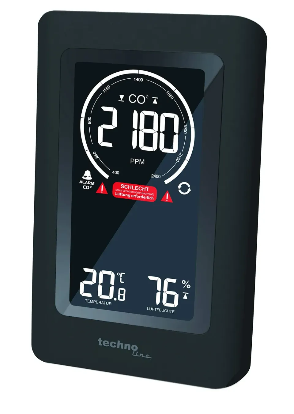 Technoline WL1030 CO2-Messgerät Schwarz NDIR-Ampel