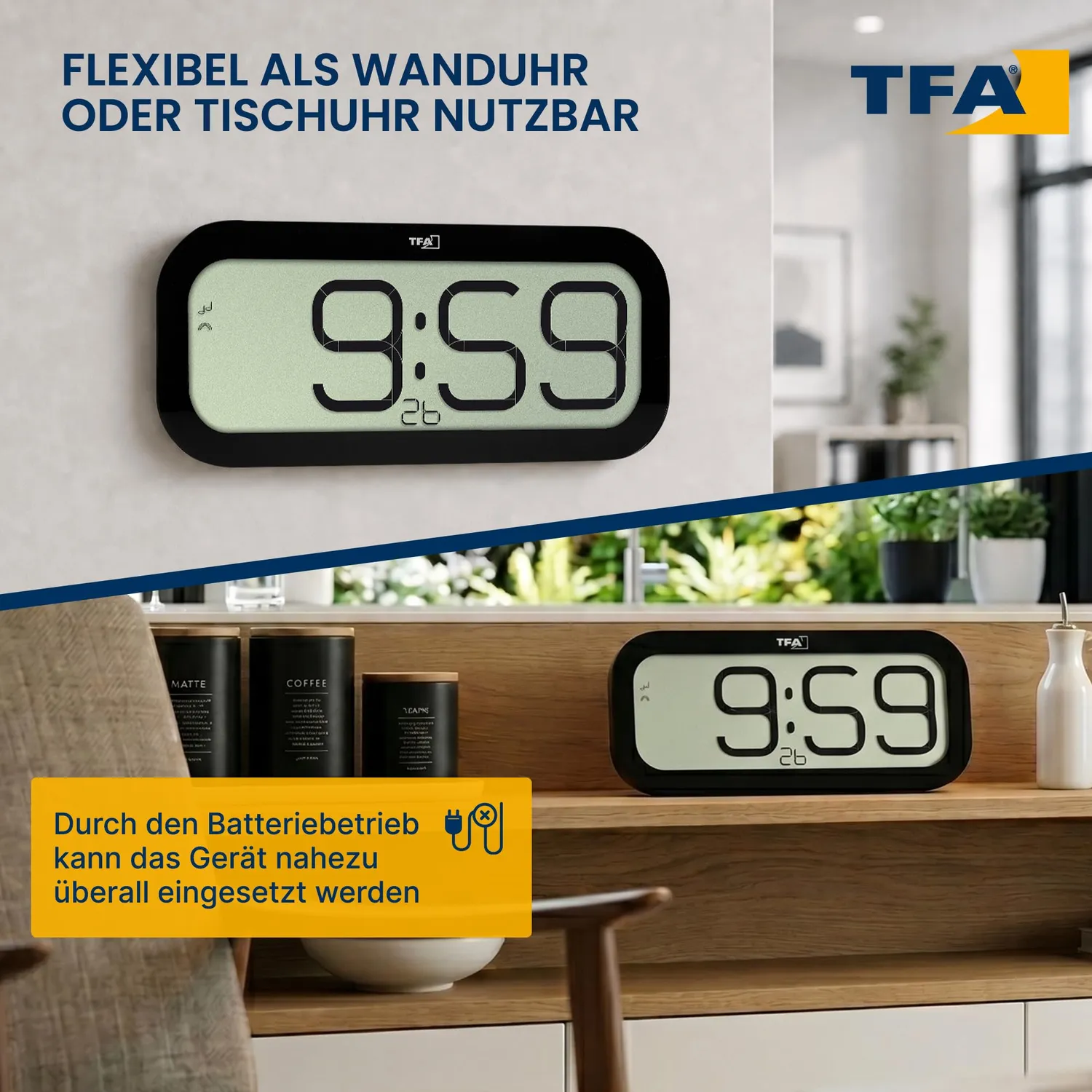 TFA Dostmann Bim Bam 60.4514.01 Funk-Wanduhr schwarz