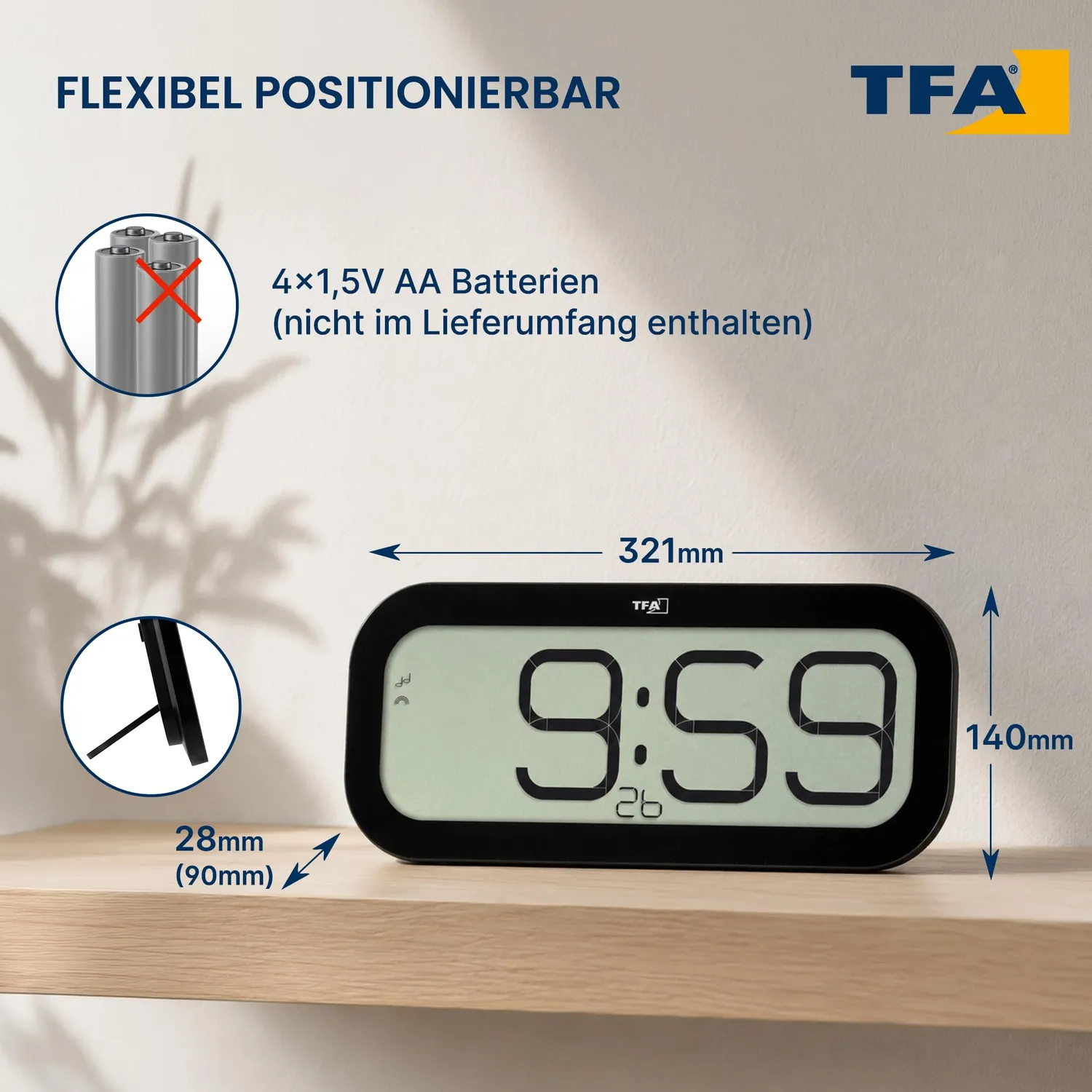 TFA Dostmann Bim Bam 60.4514.01 Funk-Wanduhr schwarz