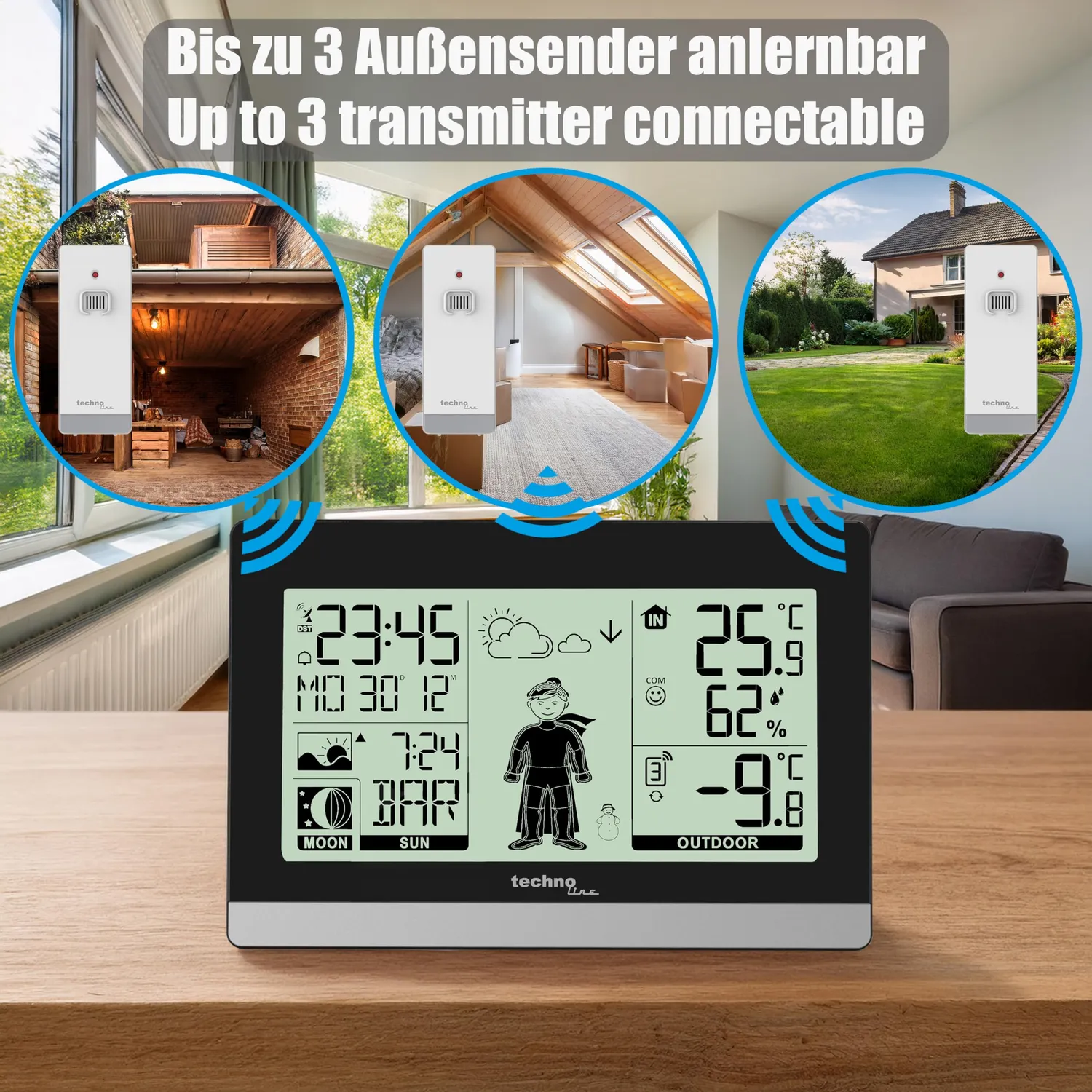 Technoline WS 9612 Funk-Wetterstation schwarz modern