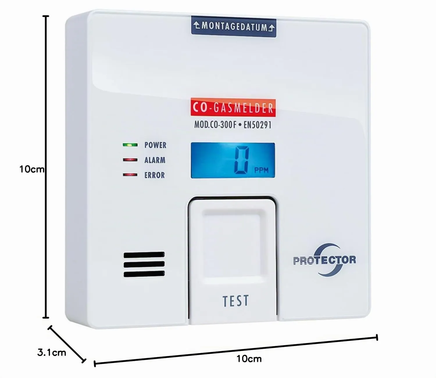 Protector CO-300F CO-Melder batteriebetrieben Display