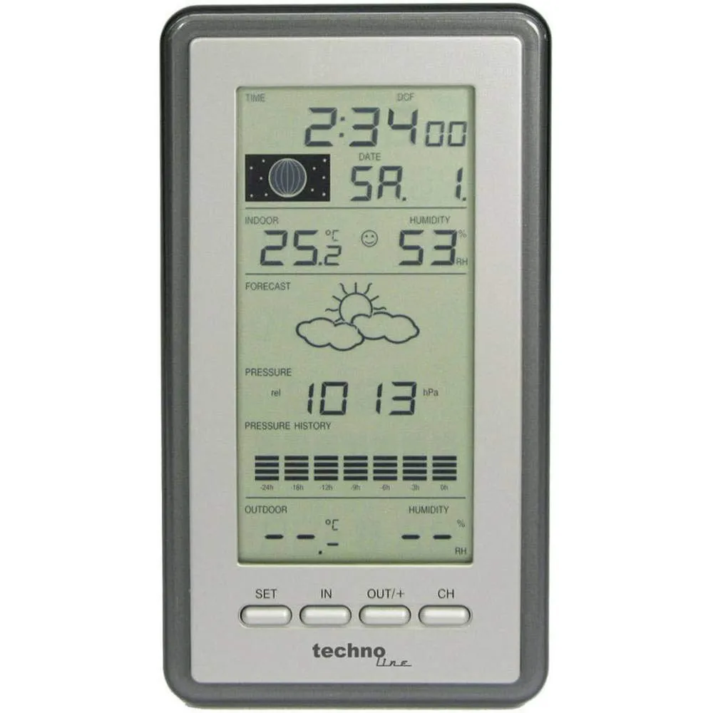 Technoline WS 9040-IT Wetterstation silber mit Außensender