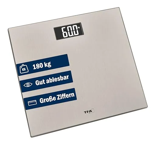 TFA Dostmann Step Steel 50.1016 Personenwaage silber 180 kg