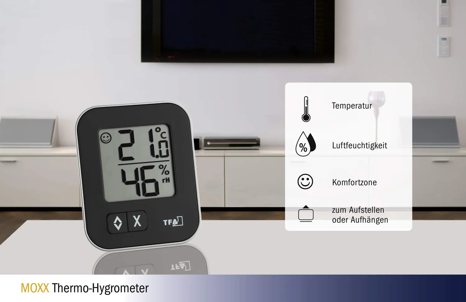 TFA Dostmann Moxx 30.5026.01 Thermo-Hygrometer schwarz