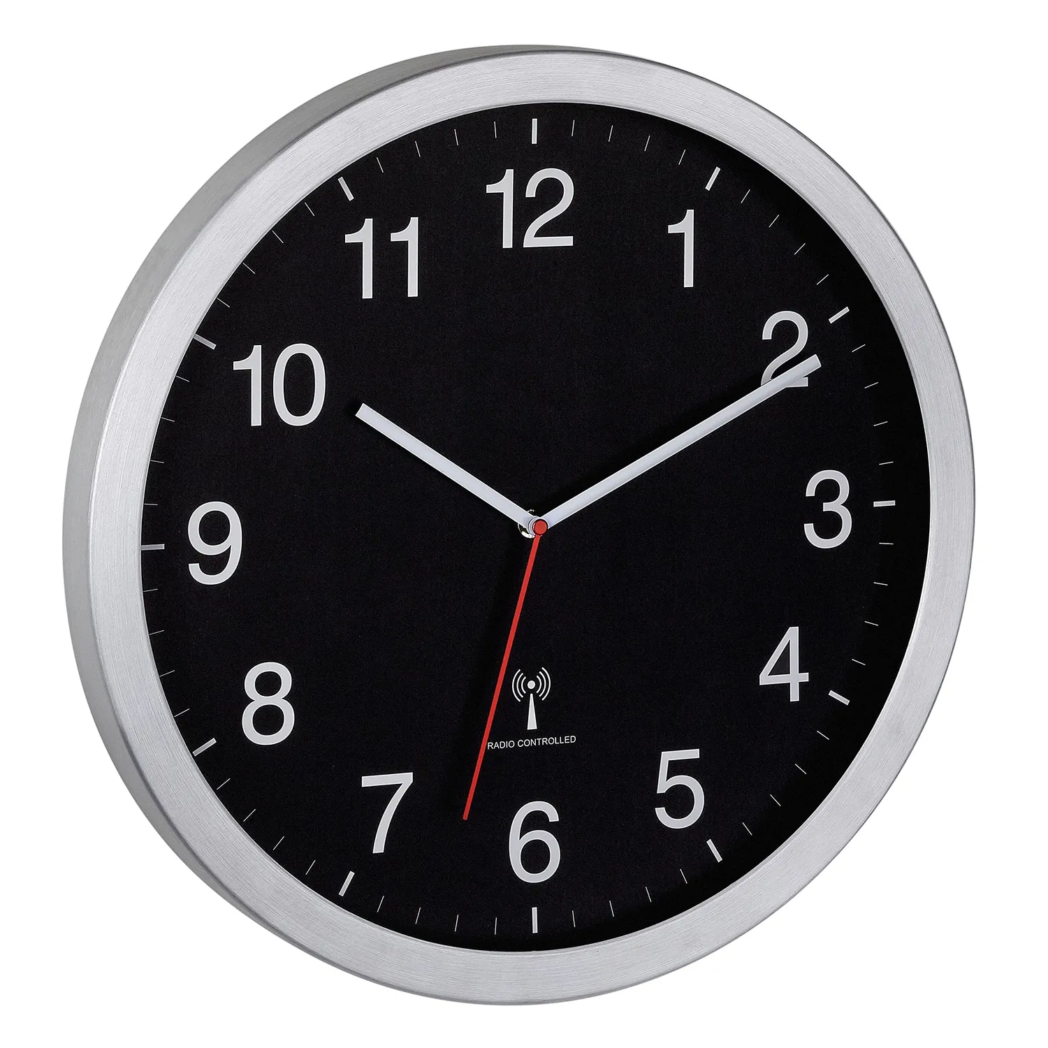 TFA Dostmann 60.3545.01 Funkwanduhr XL 40 cm schwarz-silber