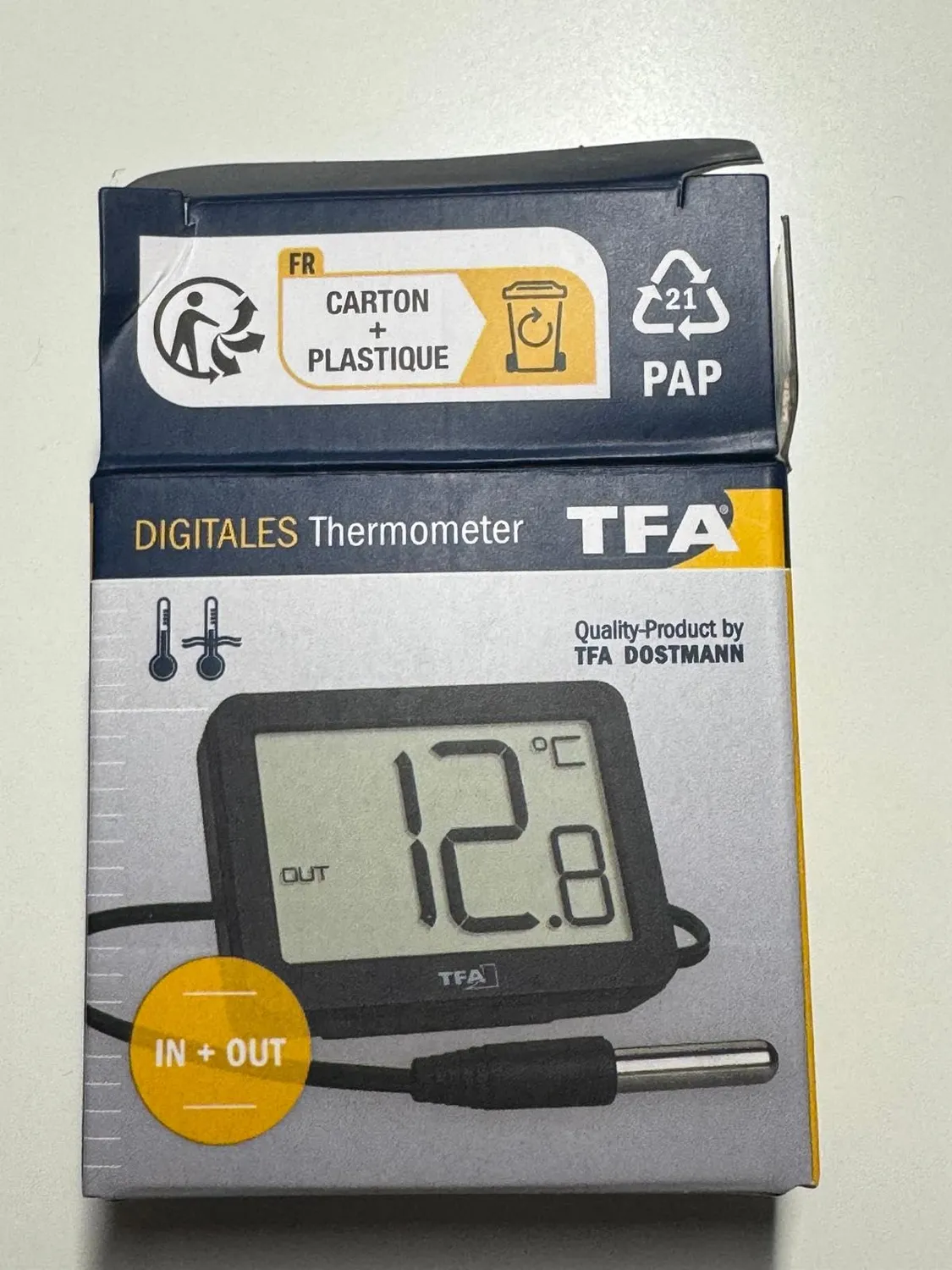 TFA Dostmann 30.1066.01 Thermometer Schwarz Kabel