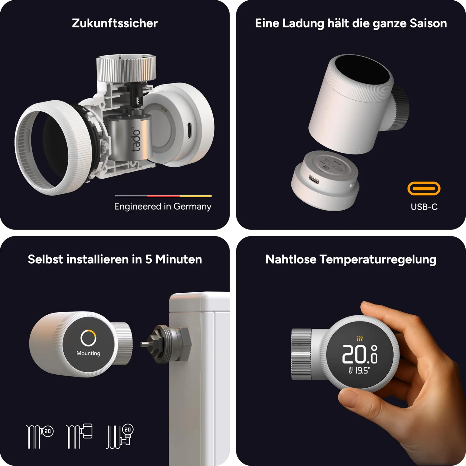 tado° V3+ Heizkörperthermostat 3er Pack smart App
