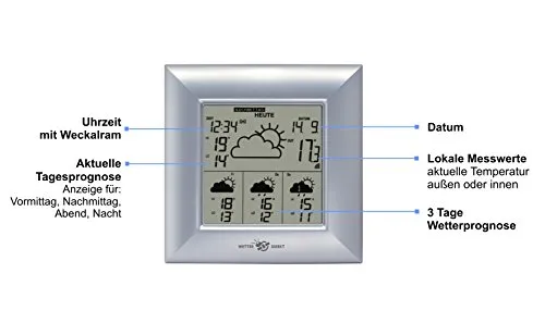 Technoline WD 4000 Wetterstation silber 4-Tage-Prognose