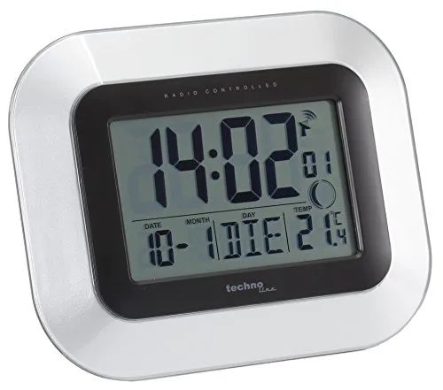 Technoline WS 8005 Funkwanduhr silber mit Innenthermometer