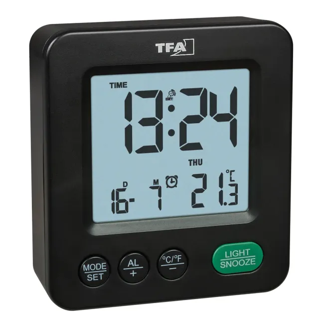 TFA Dostmann View 60.2567.01 Funk-Wecker schwarz Temperatur