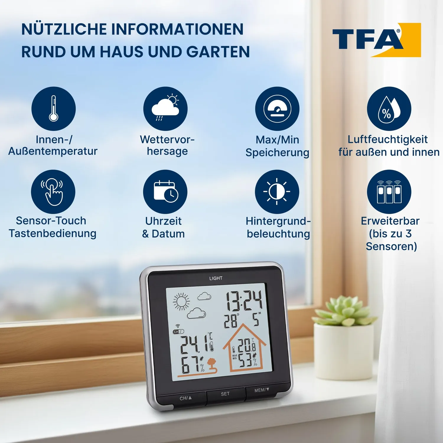 TFA Dostmann Life 35.1153.01 Funkwetterstation schwarz mit Sensor