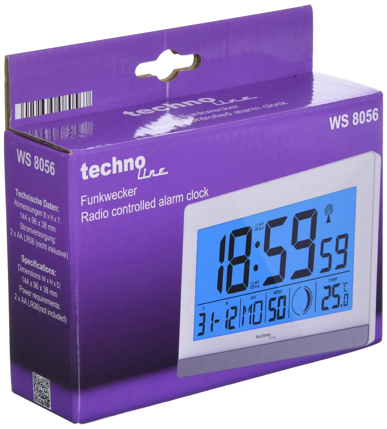 Technoline WS8056 Funkwecker Temperatur Mondphase 2 Alarme