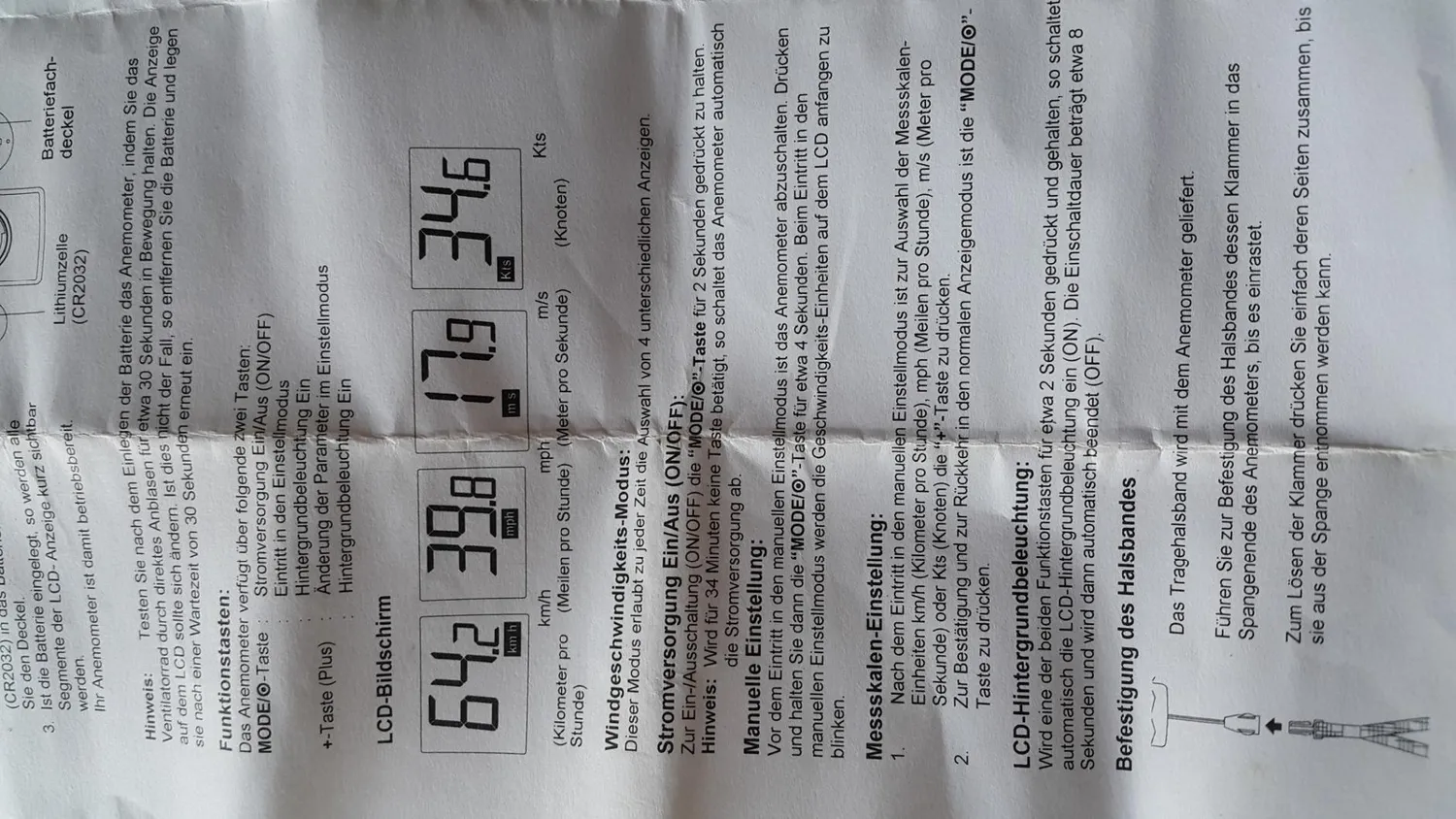 Technoline EA 3000 Hand-Windmesser grau mit Beleuchtung
