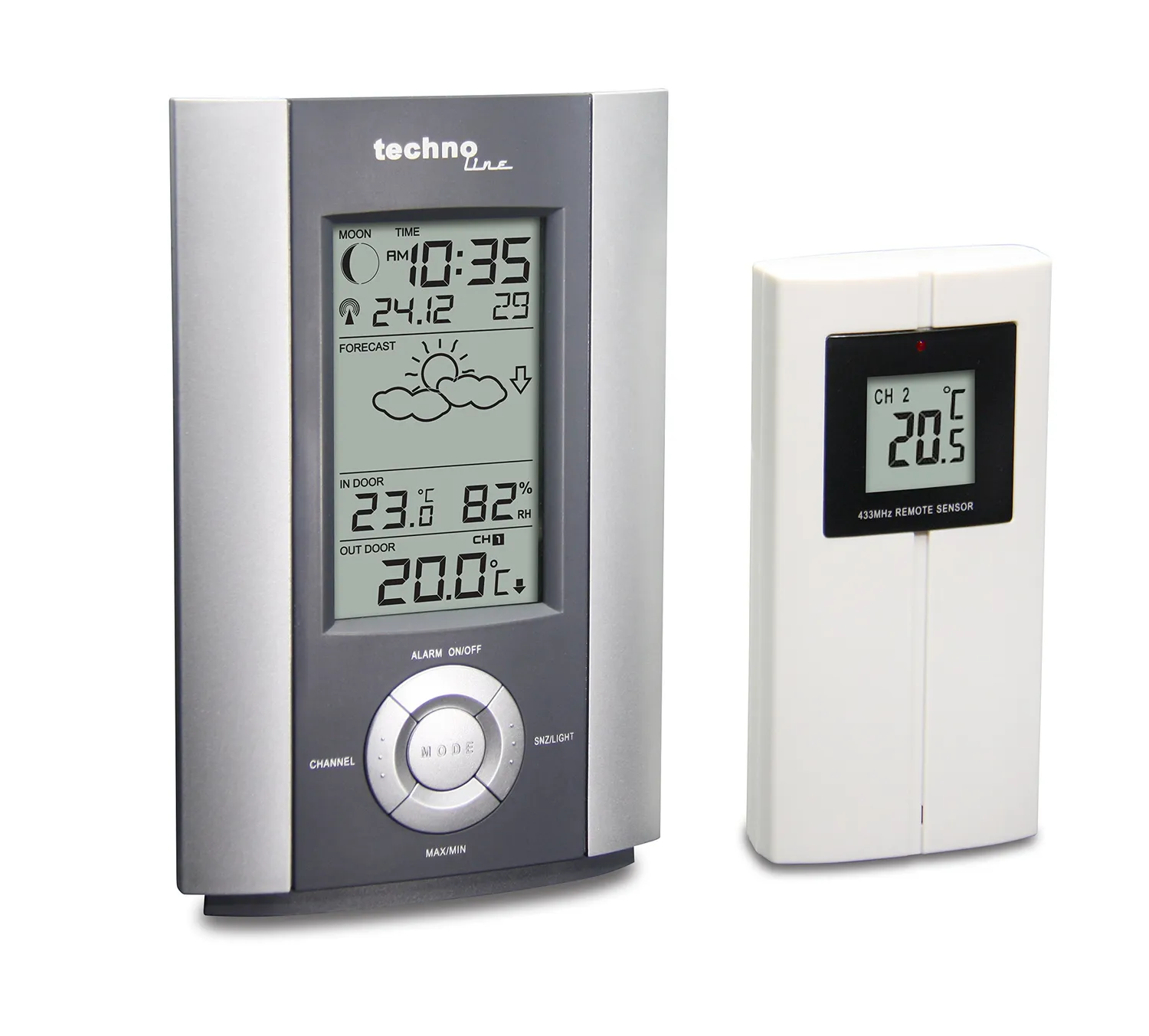 Technoline WS 6710 Wetterstation grau mit Mondphase Sensor