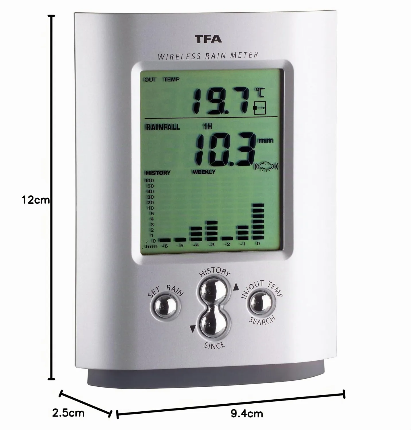 TFA Dostmann Monsun 47.3003 Funk-Regenmesser grau