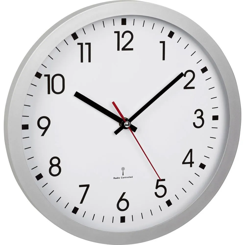 TFA Dostmann 60.3522.02 Funk-Wanduhr silber 30 cm
