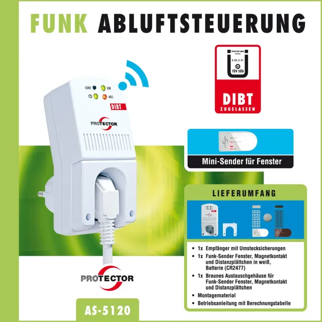 Protector AS-5120 Funk-Abluftsteuerung DIBt Mini-Kontakt