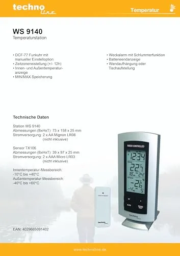 Technoline WS 9140 Funk-Wetterstation Außensensor Min Max