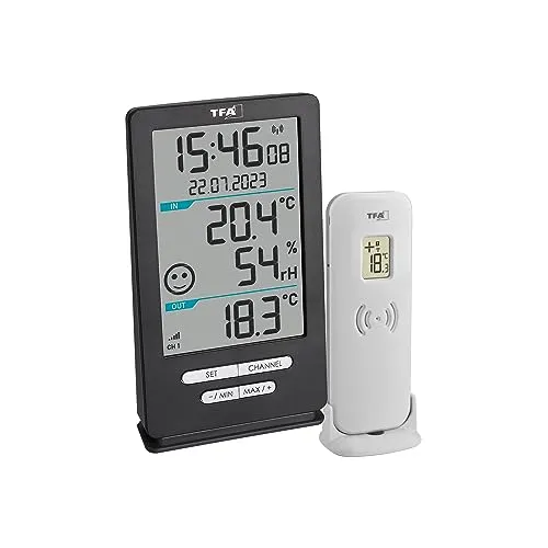 TFA Dostmann Xena Home Funk-Thermometer grau mit Hygrometer