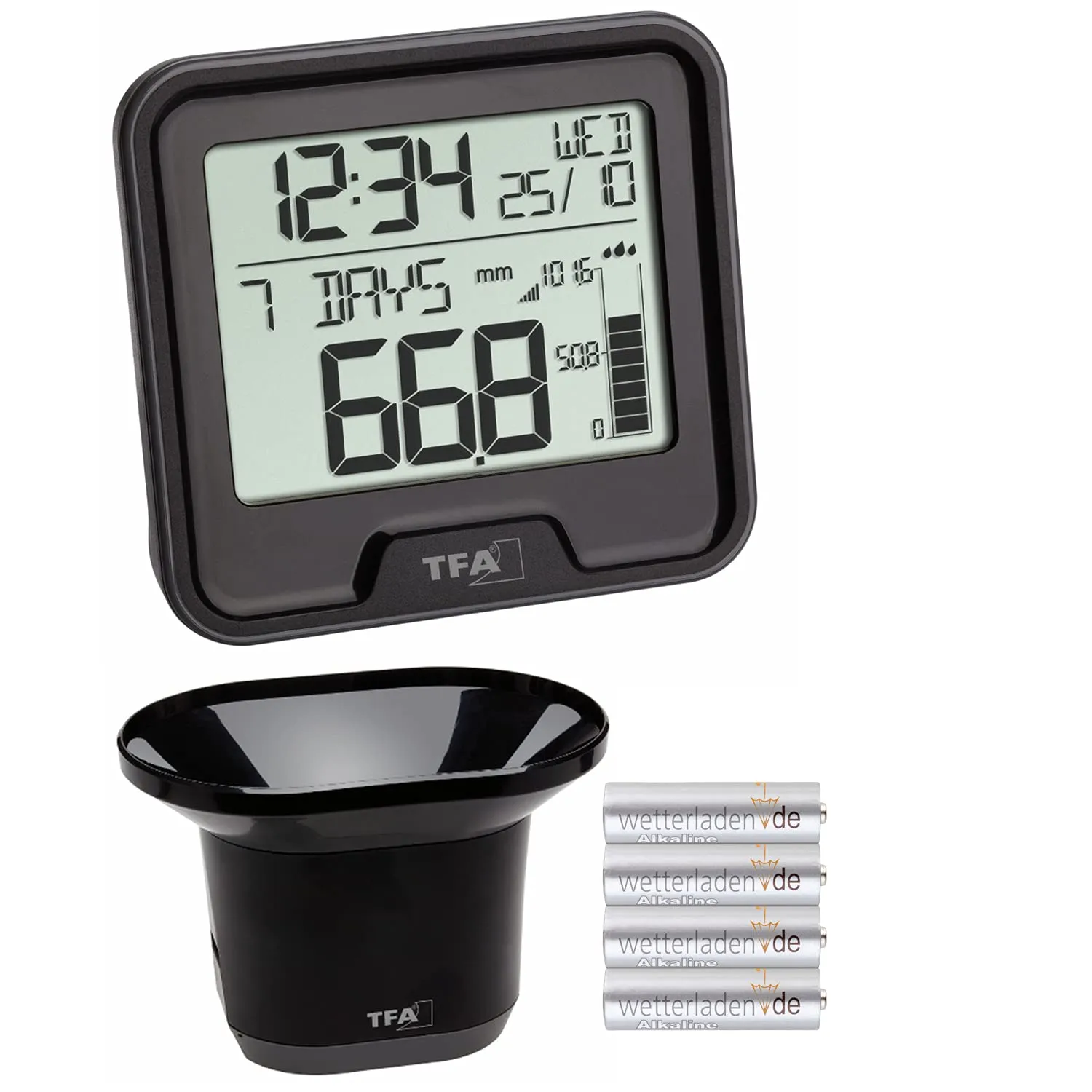 TFA Dostmann Drop 47.3005.01 Funk-Regenmesser schwarz