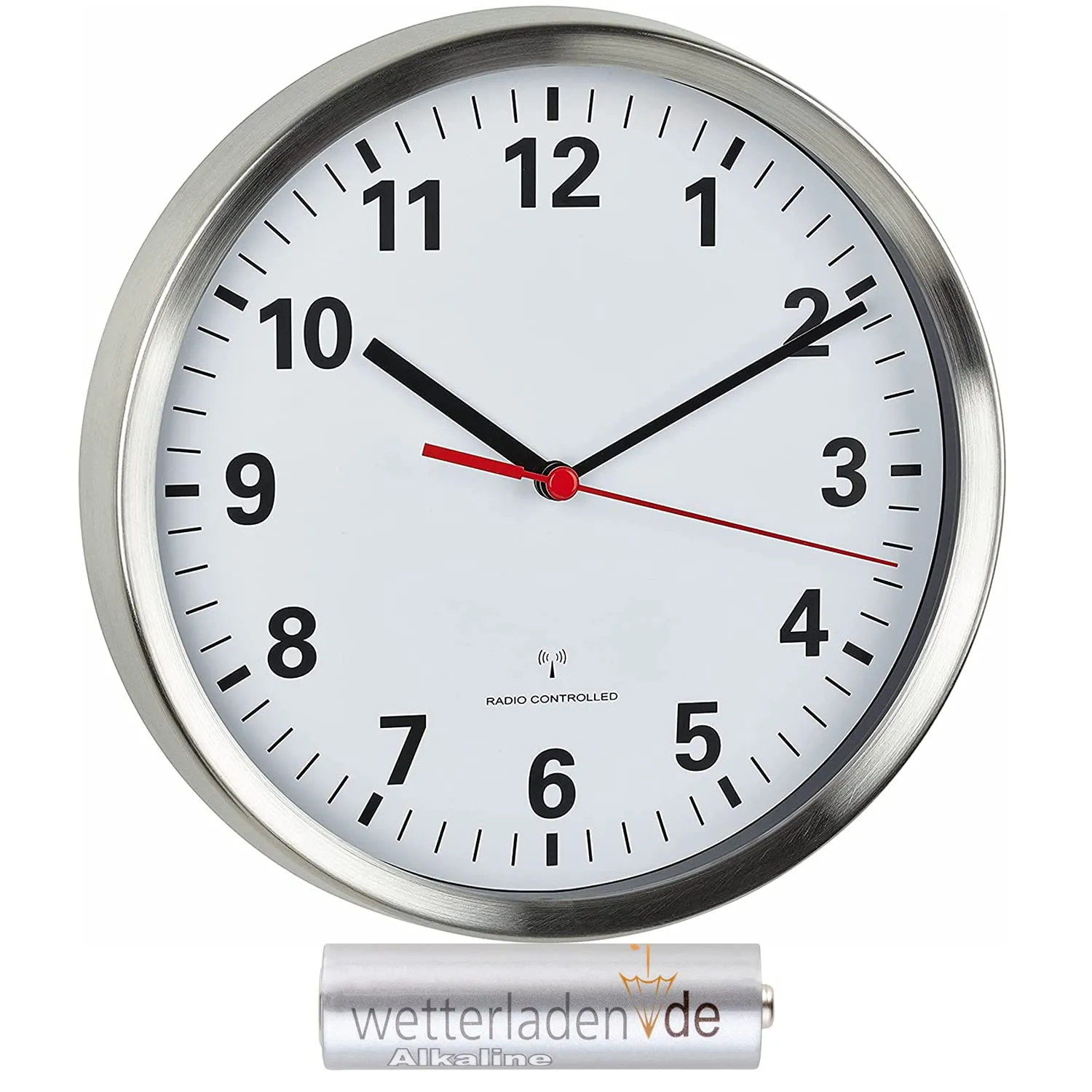 TFA Dostmann 60.3529.02 Funk-Wanduhr 22cm Silber Lautlos